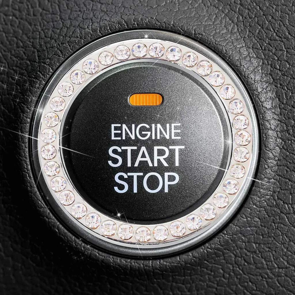 1PC Automobiles Start Switch Button Decoration Circle With Diamond Rhinestone Ring Button Sticker Car Interior Accessories