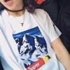 Vibrant Woman's Summer Street Snow Mountain Print Short Sleeve Hip Hop T-shirt