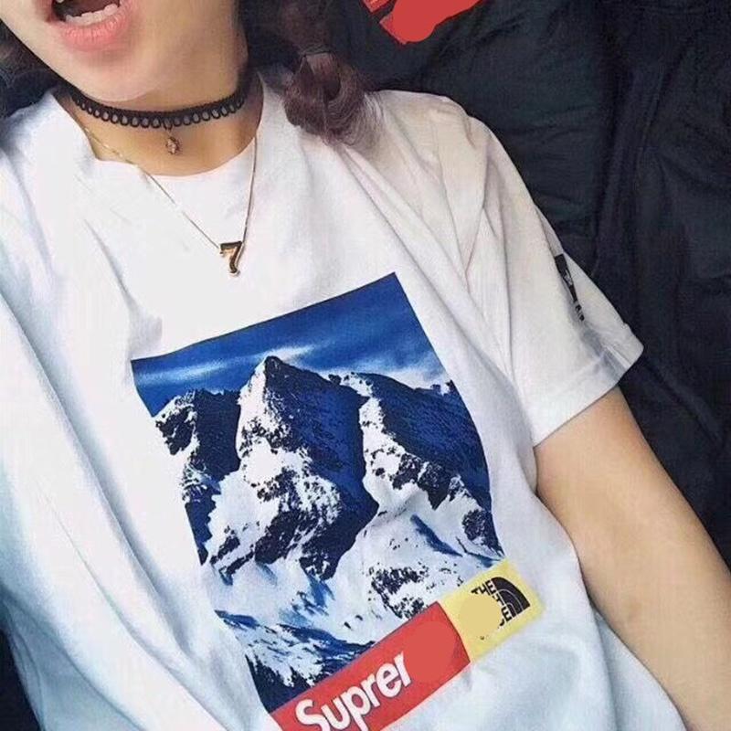 Vibrant Woman's Summer Street Snow Mountain Print Short Sleeve Hip Hop T-shirt