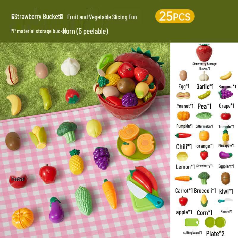 Bainshi Kids Play Fruit & Vegetable Cutting Toy Set 25 Pieces