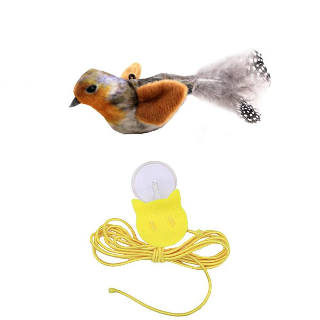 Realistic Bird Cat Toy with Sound Simulation Battery Operated Interactive Plush Feathered Small Bird for Cats Indoor Play