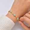 Micro-Zircon Luxury Shiny Women'S Wrist Jewelry, Copper Blue Stone Round Bead Retro Bracelet Pbr-304