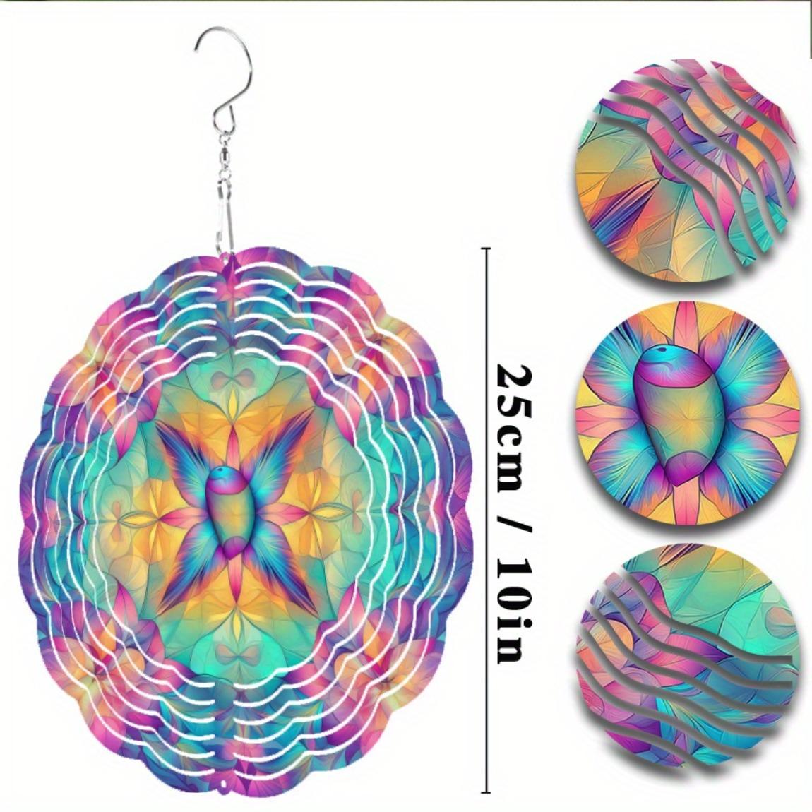 

10-дюймовый красочный вращающийся металлический колокольчик ветра, уличный садовый декор для патио, газона, двора, с подвесным крючком 360 градусов, для всесезонного использования 01A