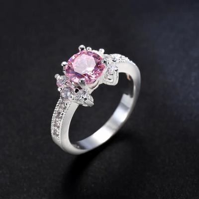 Dam Ljuslila Blå Rosa CZ Ring Mode Sterling Silver Löfte Förlovningsringar För Kvinnor Födelsedagssten Gåvor