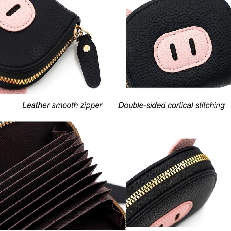 PU Multi Slot Card Holder Wallet Women Men Credit Card Case Zip Coin Purse
