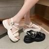 Casual Thi Sandals for Women Beachwear Summer Versatile Faionable Flat Heel PVC Material round Toe