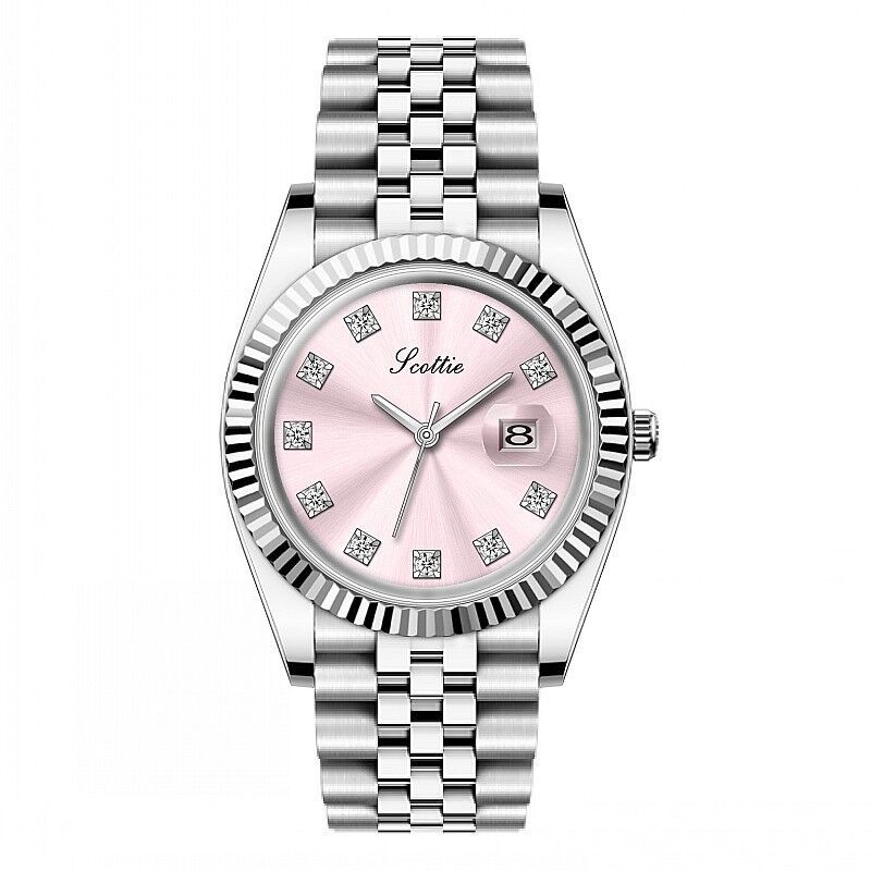 Shi Gaudi's simple and atmospheric solid steel belt women's watch with calendar women's watch business high-value watch women