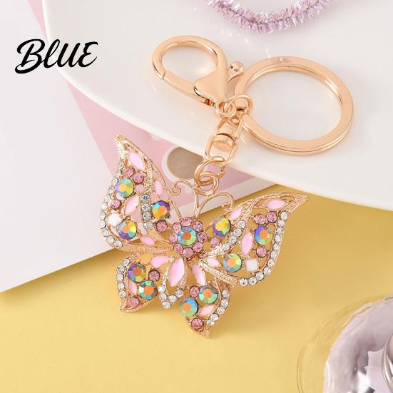 Rhinestone Keychain Butterfly Sparkly Charm with Keyring Dazzling Elegant Enamel