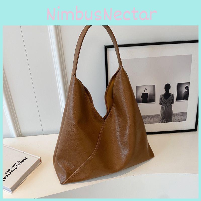 Solid Simple Color Large Capacity Pu Leather Women Shoulder Bag For Autumn