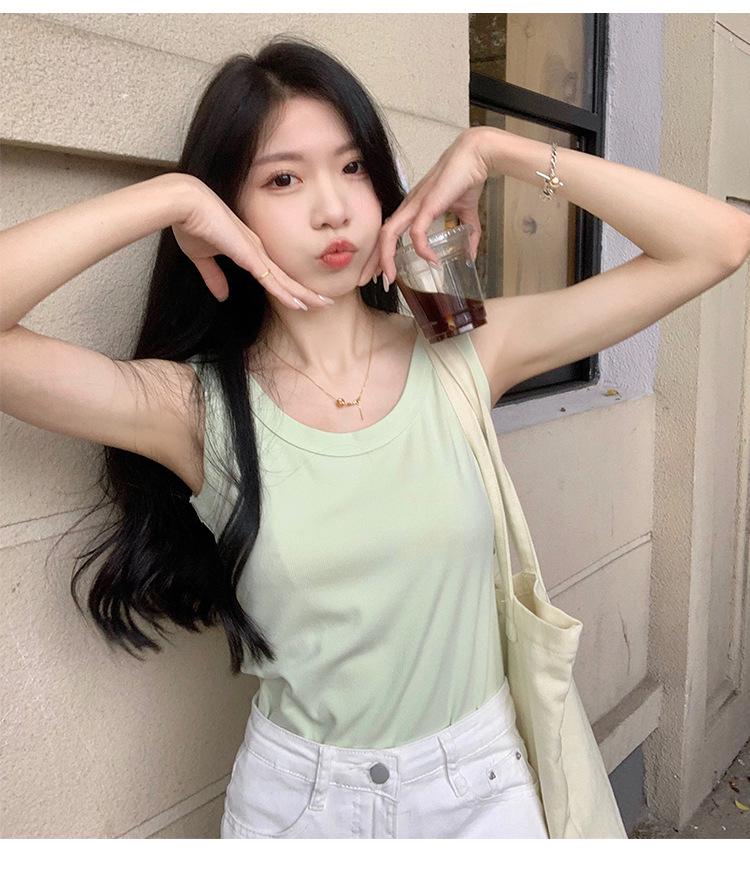 Women's Summer Slimming Vest, Large Size, Short Style, Sleeveless, Anti-Exposure, Threaded Design, Model 8008#