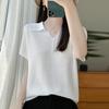 Women Knit T-shirt Summer Knitted Shirt Short Sleeve Tees Turn-down Collar Pullover Knit Tops Female