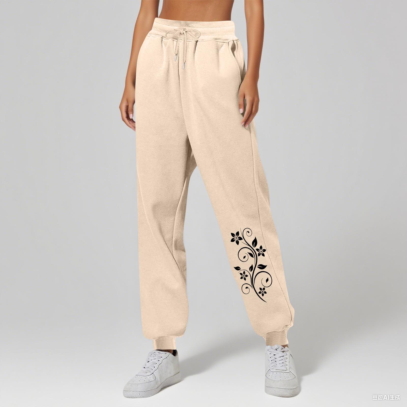 

Ladies Printed Unisex Casual Pocket Drawstring Pants XL хаки