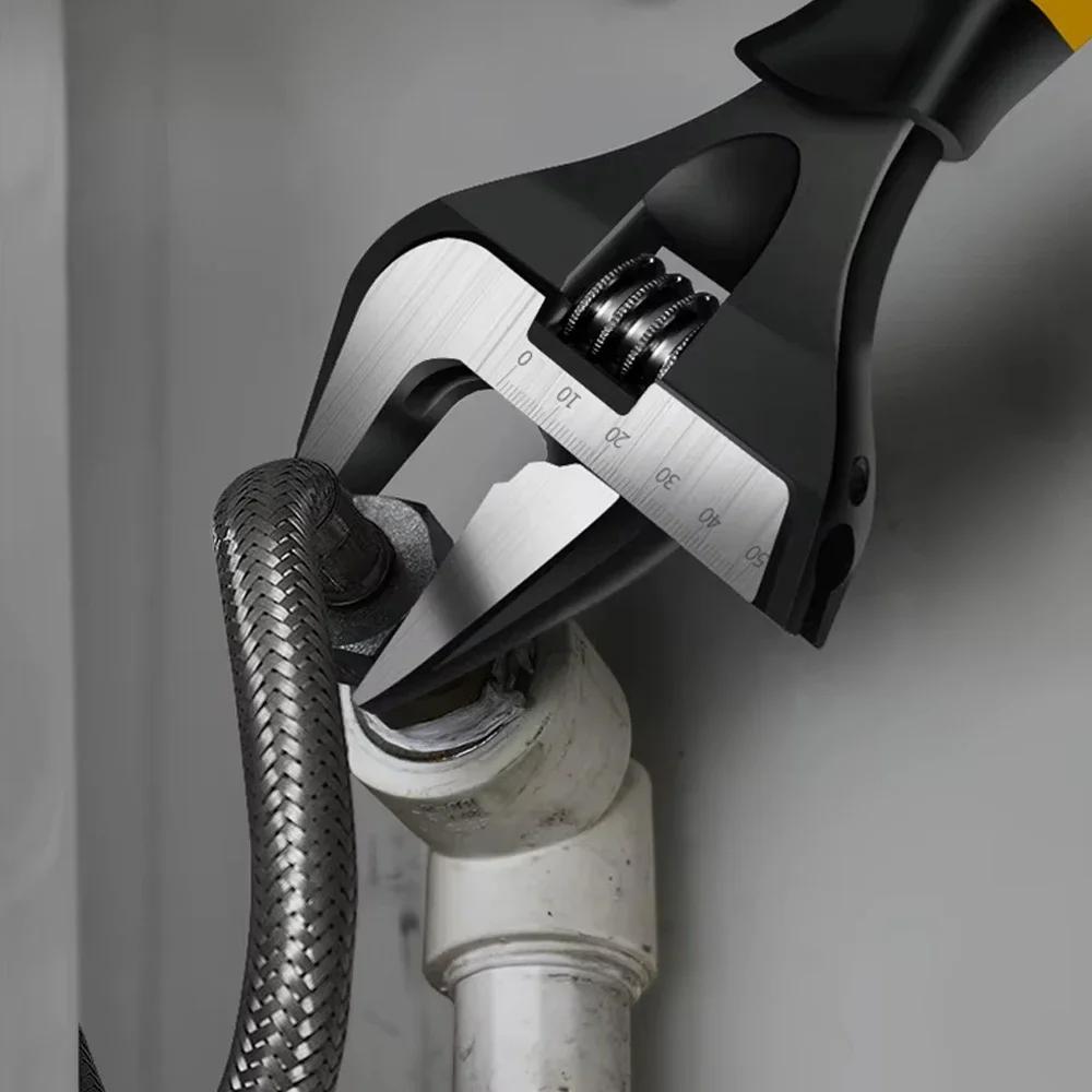 6 Inch Stainless Steel Adjustable Wrench Universal Spanner for Bathroom Plumbing Repair Large Opening Tool Household