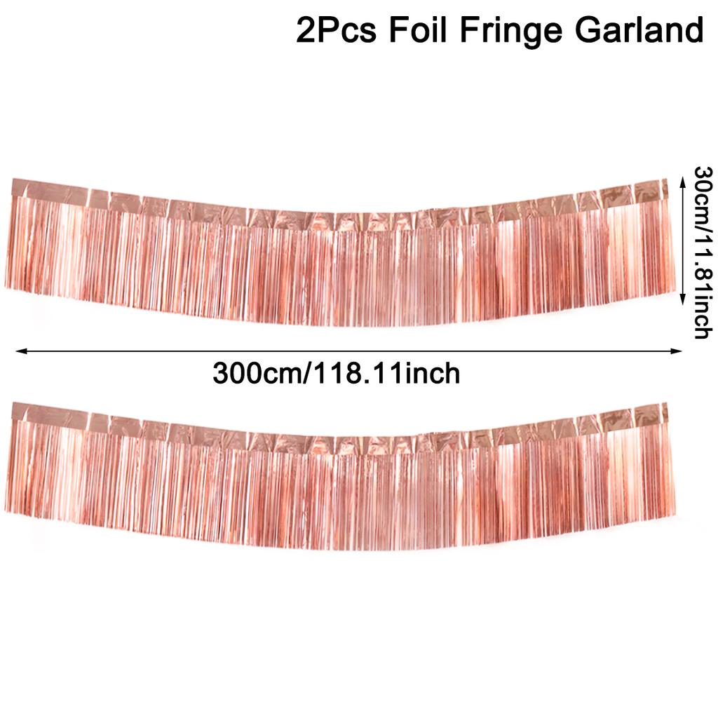 30x300CM Party Backdrop Foil Fringe Garland Metallic Tinsel Streamers Banner Hanging for Birthday Wedding Christmas Decorations