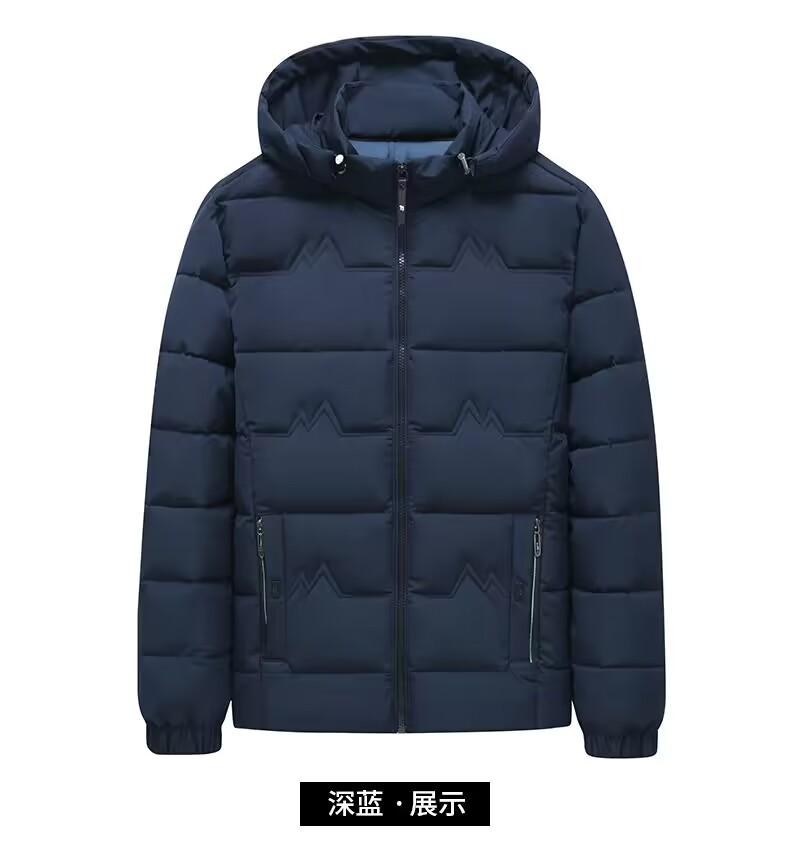 

Мужская одежда с хлопковой подкладкой Зимняя Повседневная Высококачественная одежда с хлопковой подкладкой Короткая Средняя Мужские куртки с хлопковой подкладкой Свободные Теплые куртки XXXXXL-165-90 kg темно-синий