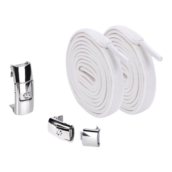 1 Pair 8mm No Tie Shoelaces Buckle Closing Opening Solid Color Flat Elastic Multipurpose Kids Adult Lazy Shoe Laces for Outdoor