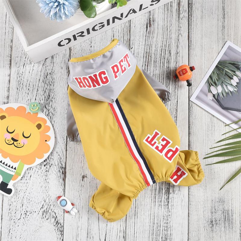 

Летний цветной полосатый лямка для собак, дождевик на четыре фута, непромокаемая пылезащитная одежда на четыре фута, дождевик для щенков и домашних животных XS жёлтый