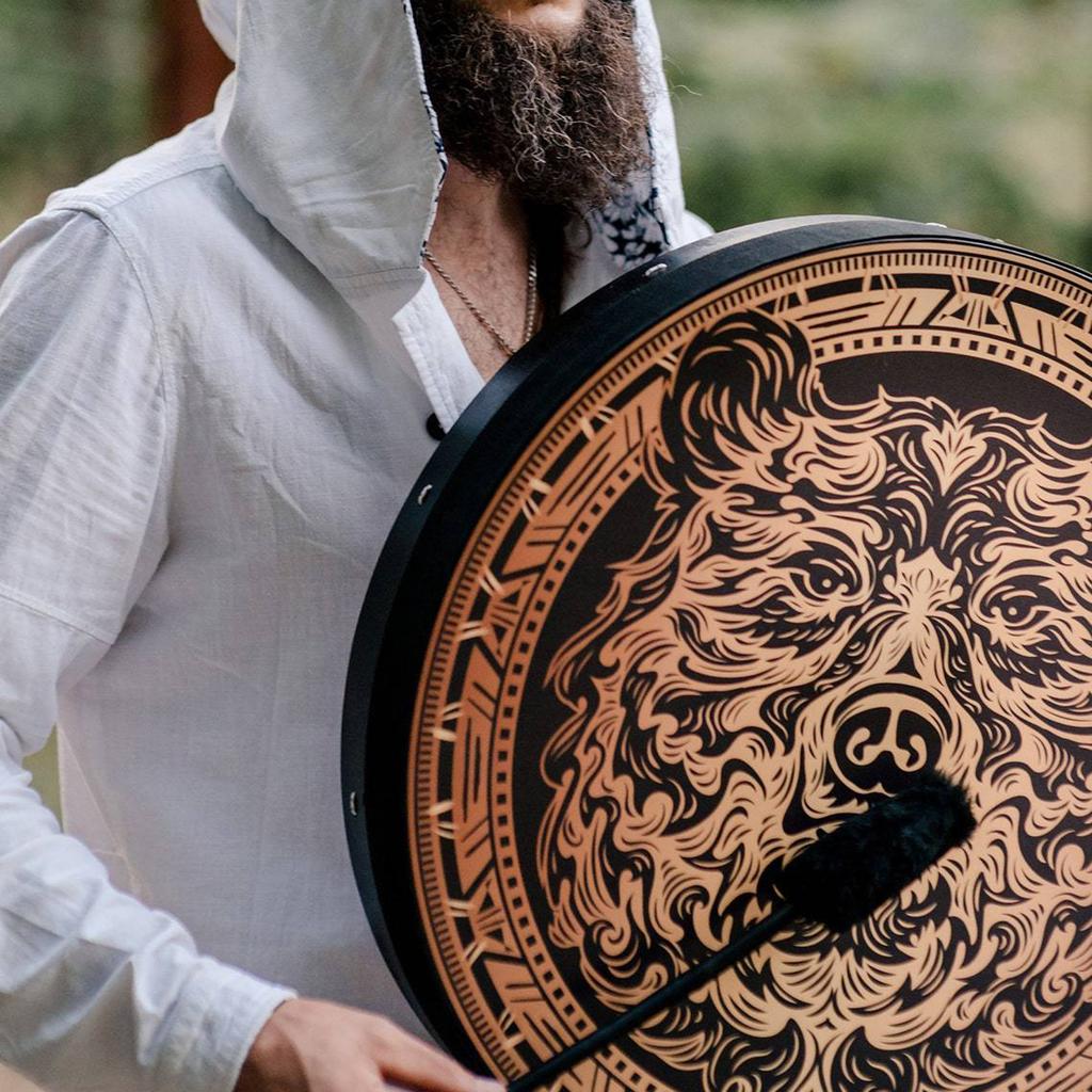 Shaman Drum With Drum Stick Sound Healer Siberian Shaman Alchemical Moon Drum for Spiritual Music, Reflection Meditation
