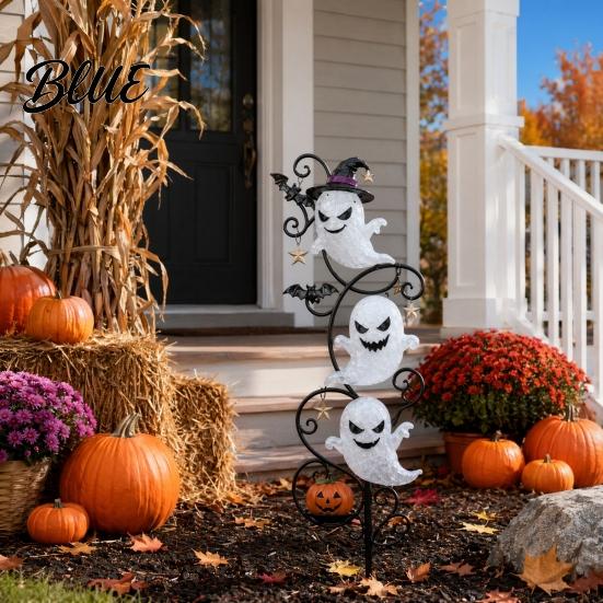 Halloween Courtyard Landscaping Lights Ghost Garden Stake LED Light Waterproof Ground USB Powered Path Lamp for Outdoor Yard Lawn Decoration Holiday