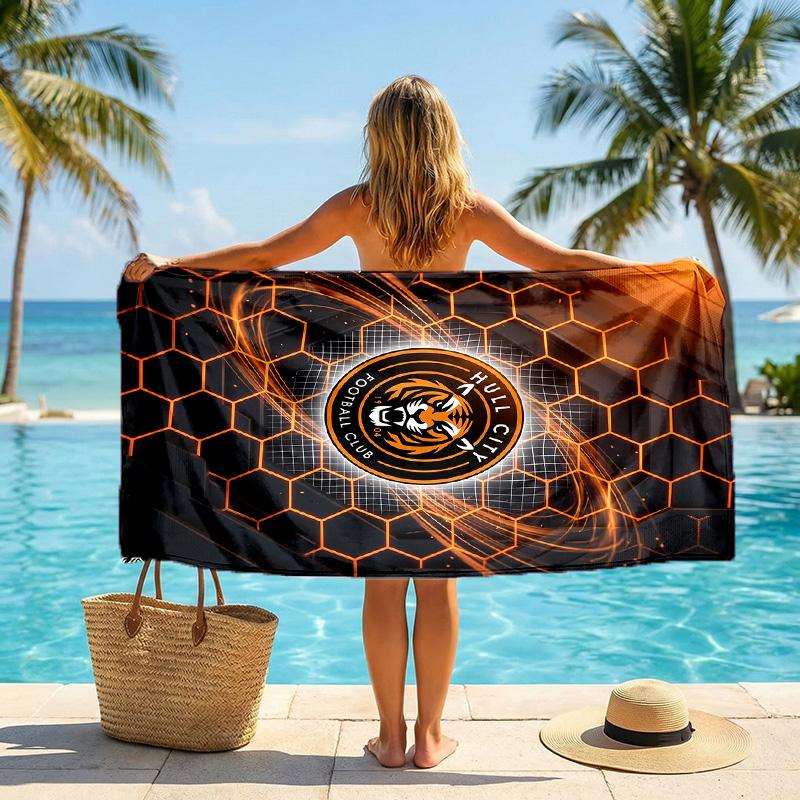 Asciugamano da Spiaggia Hull City Football in Morbida Microfibra Asciugatura Rapida Assorbente per Spiaggia Piscina Viaggio