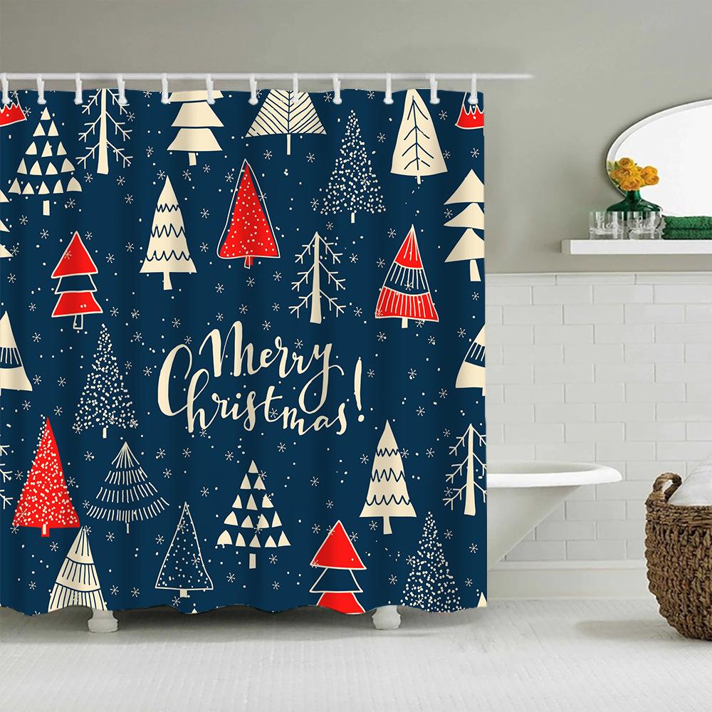 

Рождественский декор, занавески для душа, 3D Санта-Клаус, снеговик, лось, дерево, экран для ванны для ванной, водонепроницаемая полиэстеровая занавеска для ванны W90xH180cm