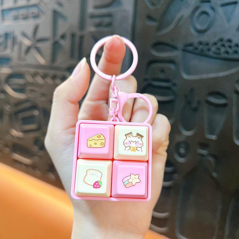 NEW Hello Kitty LED Light Fidget Toy Keychain, Cute Mini Keyboard Press Pendant, Kawaii Cartoon Bag Charm Stress Relief Gift