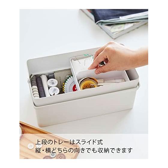 Yamazaki Jitsugyo 5060 Sewing Box White Approx. W27XD14XH13.5cm Tower Movable Tray with Handle
