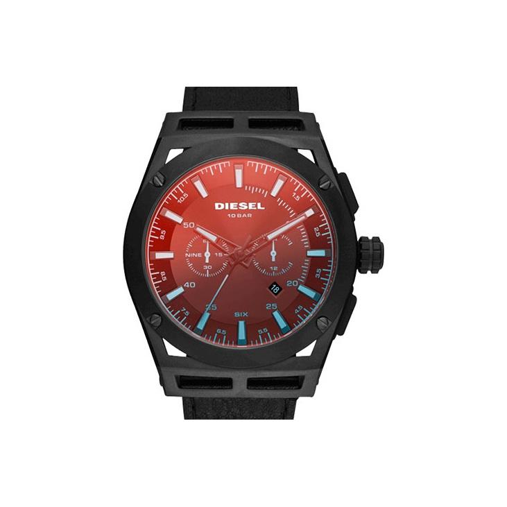 Diesel Timeframe Watch Quartz Movement Leather Strap Black Dial Unisex Chameleon Personality Trendy Sports Car Cool Black Unisex watches DZ4544 Black