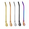 Colorful 304 Stainless Steel Tea Drinking Straws Spoon Yerba Mate Tea Filter Reusable Metal Kitchen Bar Milk Tea Stirring Spoon