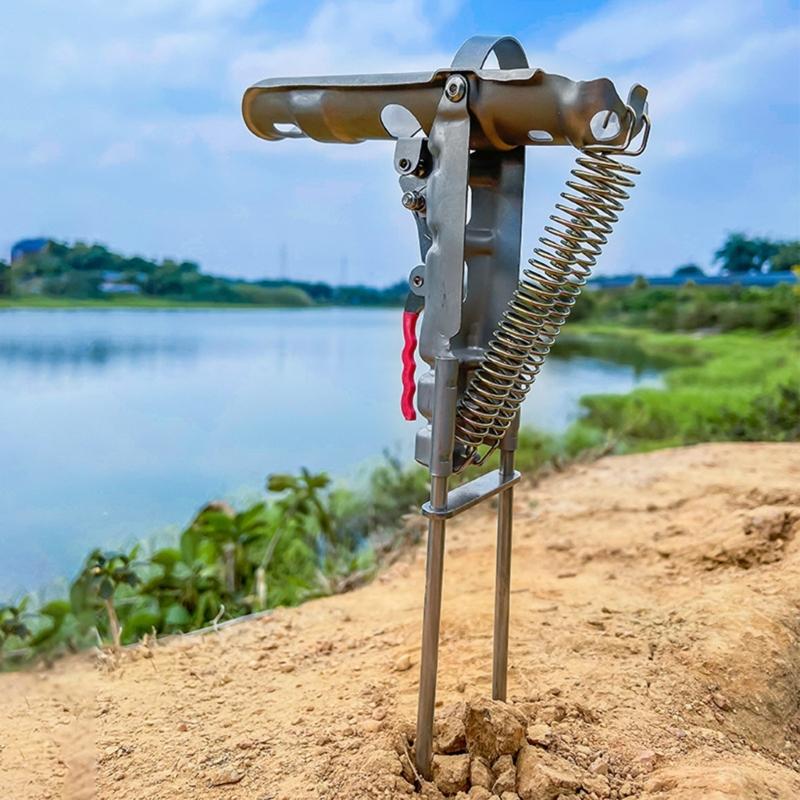 Double Spring Fishing Rod Holder Stainless Steel Fishing Rod Holder Fishing Rod Stand Ground Support Ground Rod Holder
