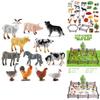 Farm Scene Complete Model Set With 36 Plastic Animal Figurines And Fresh Vegetables