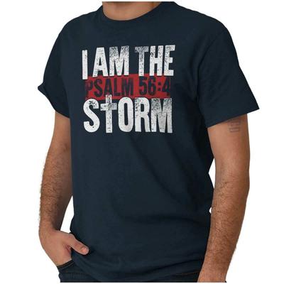 Christian Faith I Am The Storm Psalm Cross Womens or Mens Crewneck T Shirt Tee