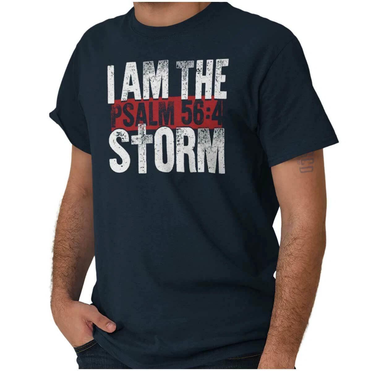 

Christian Faith I Am The Storm Psalm Cross Womens or Mens Crewneck 100% Cotton T-shirt Mens Tees Top Tee M
