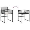 9 Piece Outdoor Dining Set with Cushions Black Poly Rattan