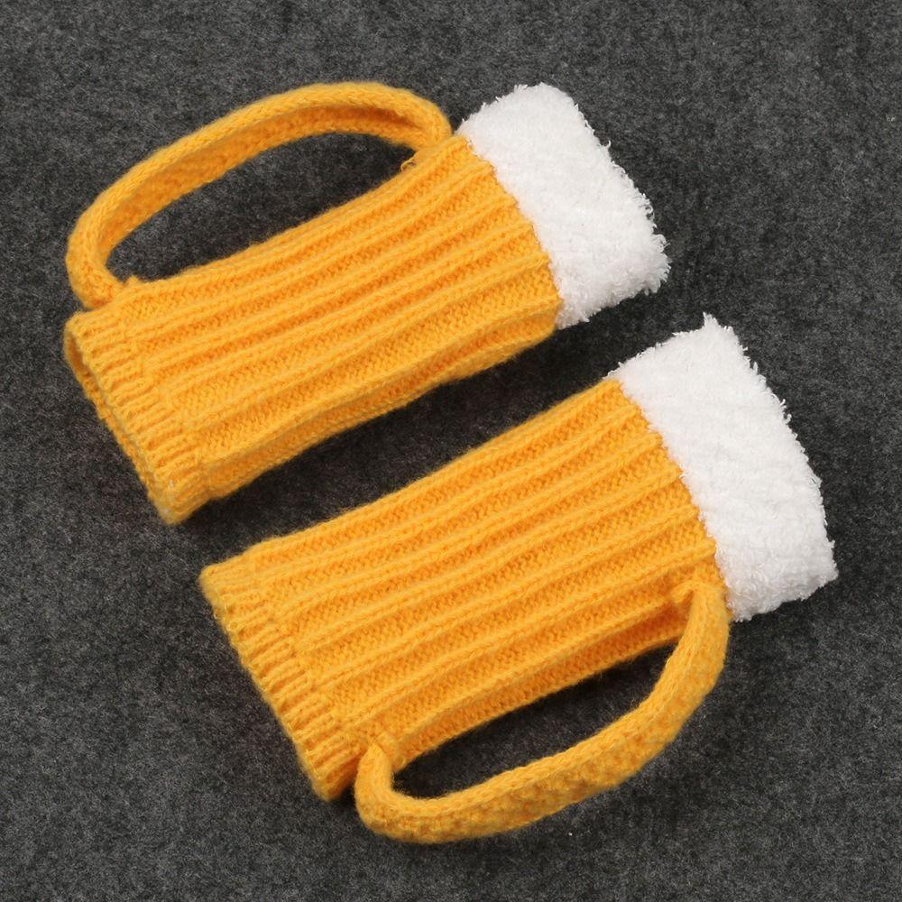 Pullover 3D Beer Cup Hat Knitted Beer Cup Gloves Fashion Beer Lovers Hairline Cap Party