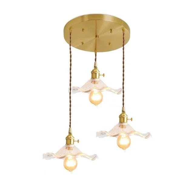 Nordic Sederhana LED Pendant Light Perlengkapan Kamar Tidur Ruang Tamu Bar Berwarna-warni Kaca Lam Gantung Copper Lantern