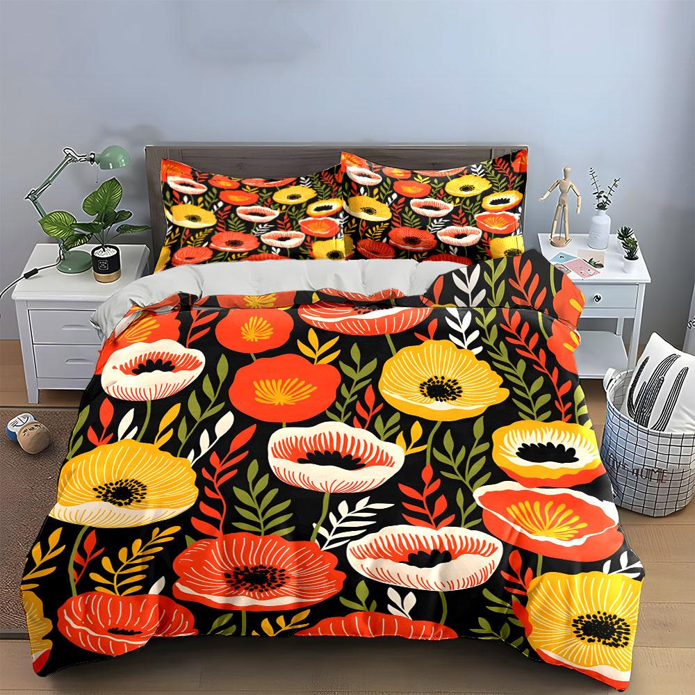 Floral Print Bedding Set Design  Kid'S And Adults' Bedroom Decor, Exquisite Three-Piece Bedding Set Gift