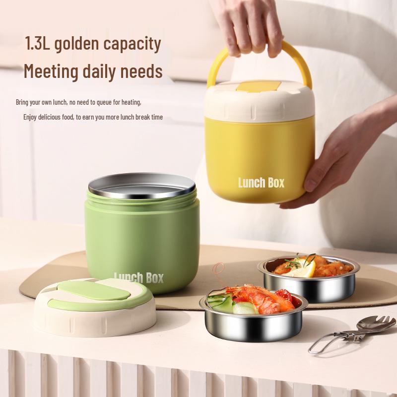 304 Stainless Steel Multi-Layer Insulated Lunch Box - Portable Bento for Office and Student Use