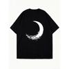 Schwarzes Oversized T-Shirt mit Halbmond-Print für Freizeitkleidung