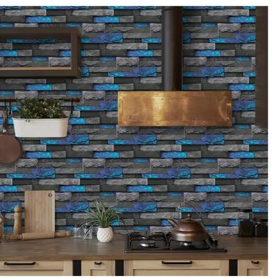 6/12/24 Stück Retro-blaue Tapete zum Abziehen und Aufkleben, wasserdichte PVC-Vintage-Fliesenaufkleber für Backsplash, Kamin und Wohnzimmer