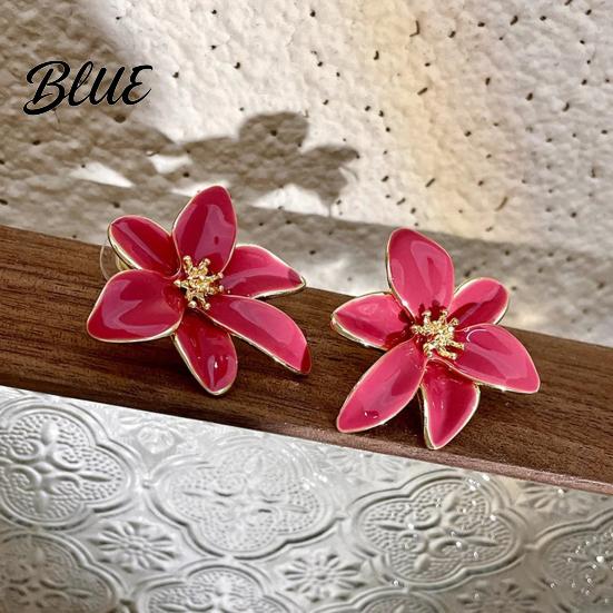 Fine Workmanship Earrings 1 Pair Stud Retro Style Colorful Enamel