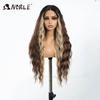 Noble Synthetic Lace Wig Cosplay Wigs 30 Inch Long Deep Wavy Ombre Blonde Silvery Lace Wigs For Women Lace Wig Heat Resistant