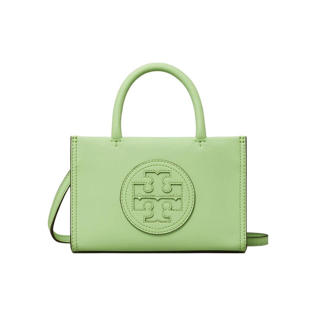 Tory Burch Ella Magnetic Snap Adjustable Detachable Shoulder Strap Leather Tote Shopping Bag Crossbody Handbag Mini Women Tote Green 145613-300