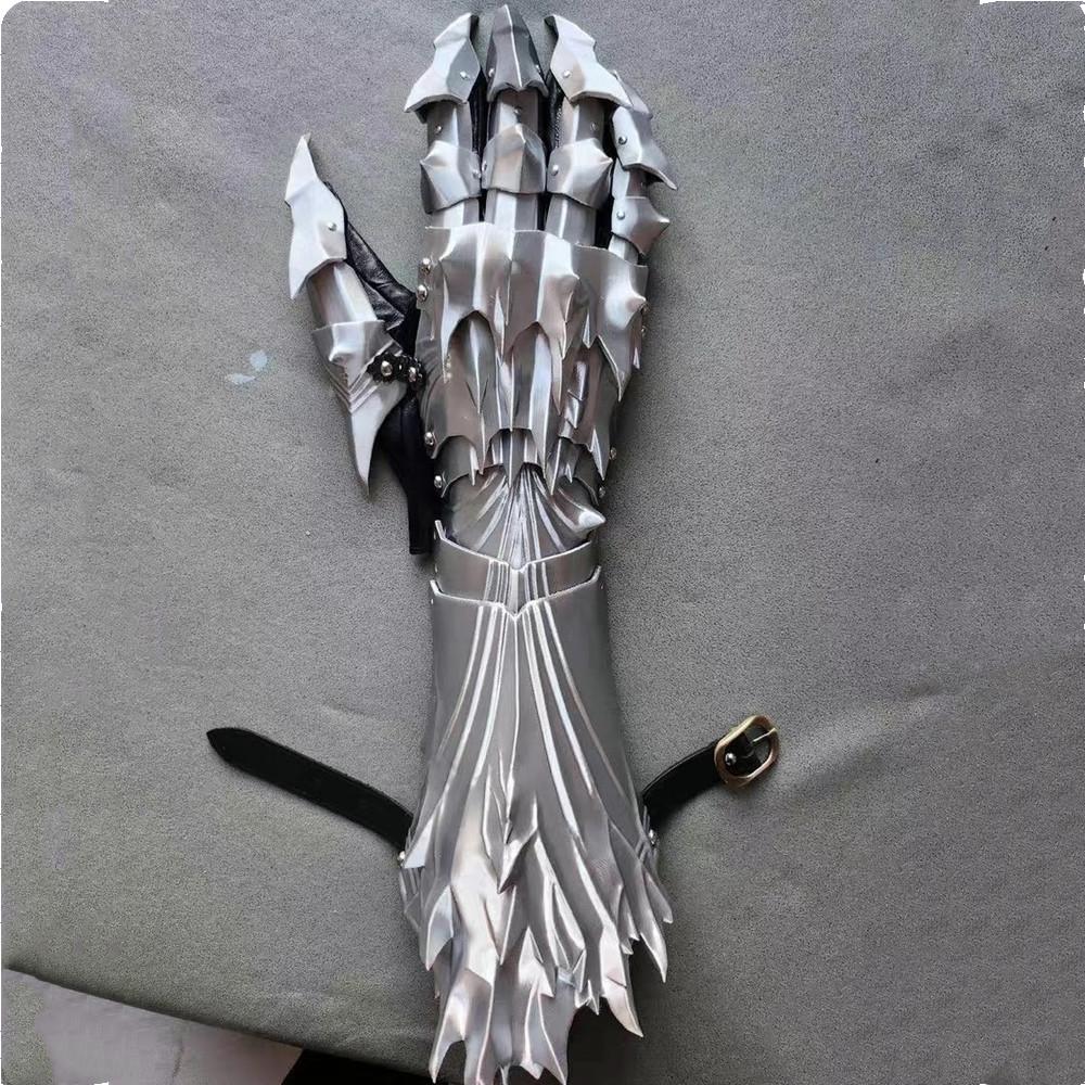 

3D Printing Plastic Knight Hand Armor Long Gloves Gothic Vintage Punk Hand Mecha Sci-fi Mechanical Cosplay Costume Left Hand срібний