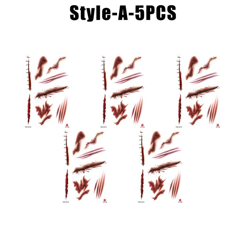 Halloween Waterproof Temporary Tattoo Stickers Sexy Bloody Makeup Zombie Scar Tattoo Decoration Wound Horror Blood Sticker