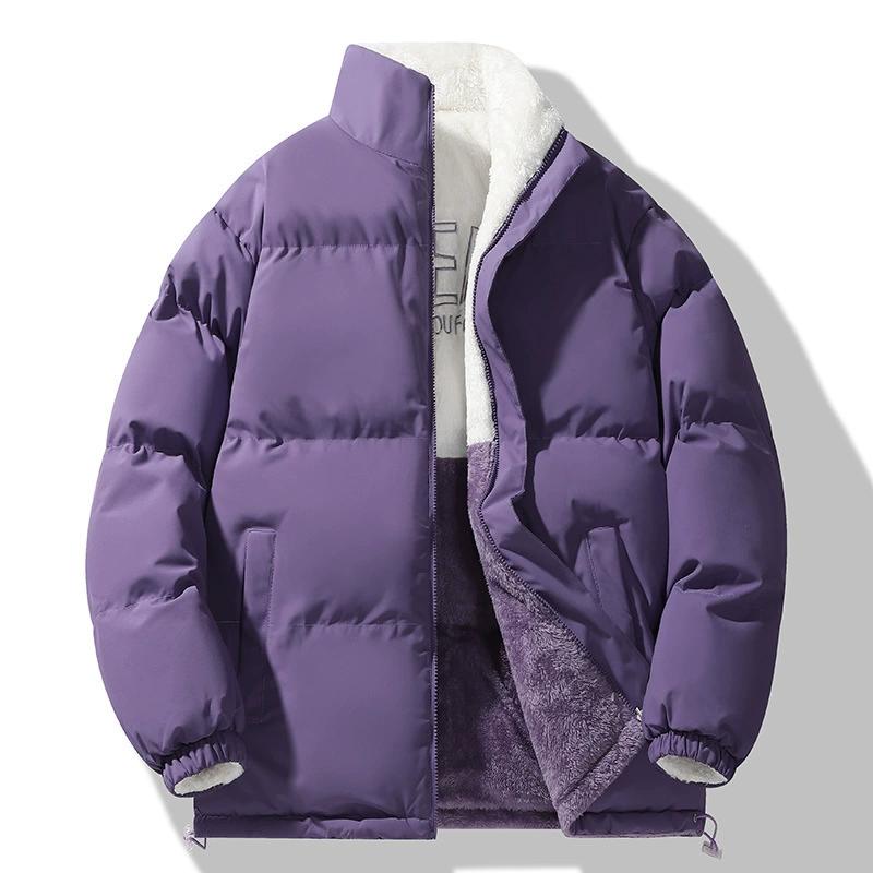 Winter Thermal Padded Jacket Men's Women's Casual Solid Color Double-Sided Wearable Design Parka Men Street Thick Fleece Coats