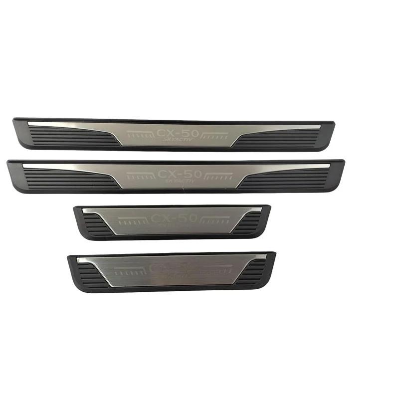 4PCS Plastic Stainless Steel For -2025 Mazda CX50 CX-50 CX 50 Car Accessories Auto Door Sill Pedal Welcome Scuff Plate Cover