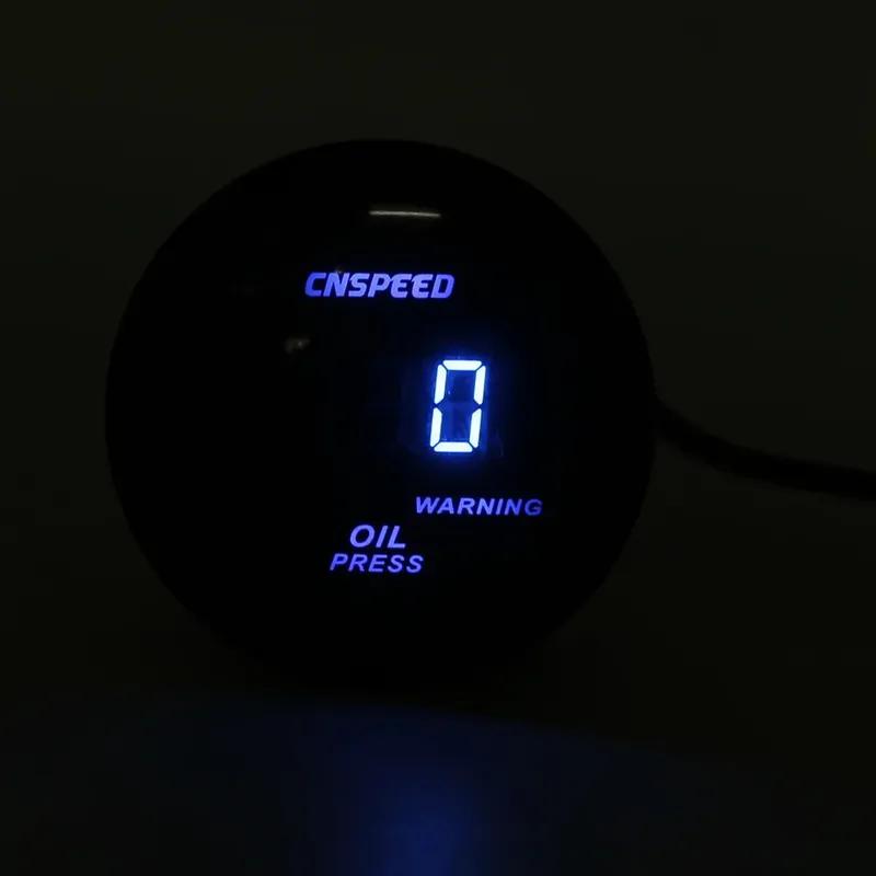 CNSPEED 2" 52mm Auto Digital Display Oil Pressure Gauge 0-150Psi Blue Led Light Oil Press Gauge & Oil Pressure Sensor Car Meter