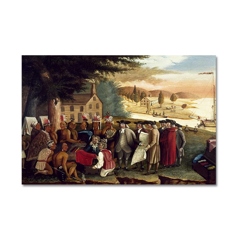 Pixels Penn's Treaty with the Indians Nordic Posters and Prints Canvas Painting  Scandinavian Wall Art Picture for Living Room