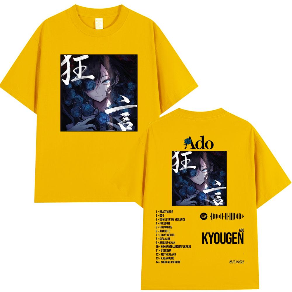 Ado World Tour 2025 Hibana Kyougen Tričko Pánské Dámské Oblečení Módní Tričko Bavlna Ležérní Krátký Rukáv Nadměrná Trička Topy
